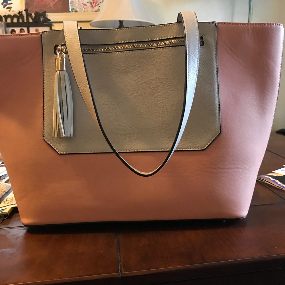 Pink and creme large purse